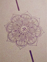 Load image into Gallery viewer, Cork Yoga Mat with alignment lines and Om symbol