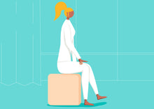Carregar imagem no visualizador da galeria, cork massage ball illustration of dark skin blond hair woman using it on quad muscle