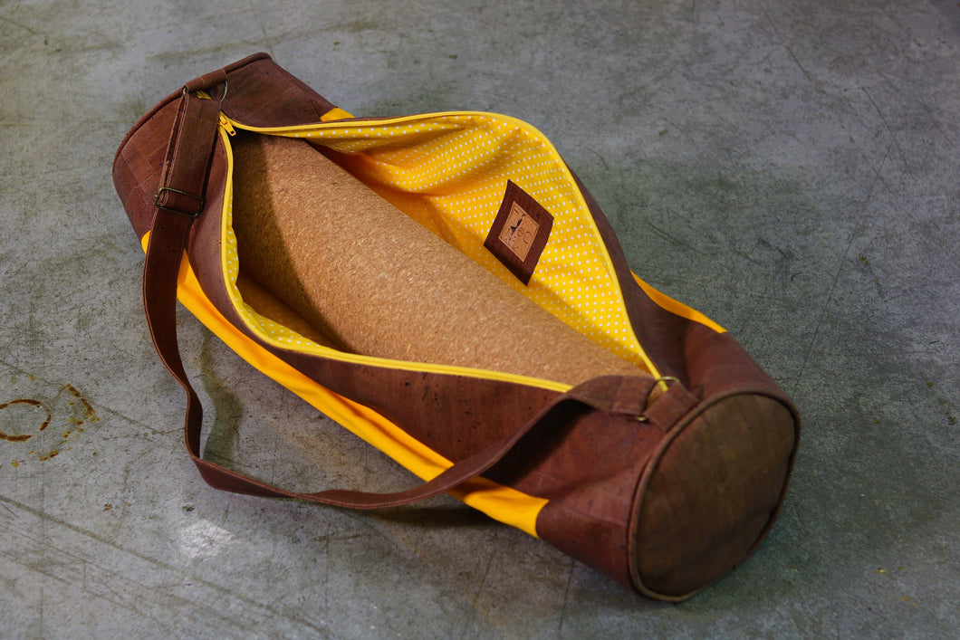 Yoga Cork Mat Bag in Saffron-Orange Color